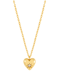 Estella Bartlett Star Puffed Crystal Heart Necklace, Gold, Gold