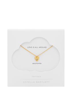 Estella Bartlett Star Puffed Crystal Heart Necklace, Gold - view 2, Gold