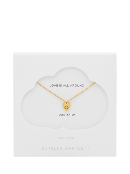 Estella Bartlett Star Puffed Crystal Heart Necklace, Gold - view 2, Gold