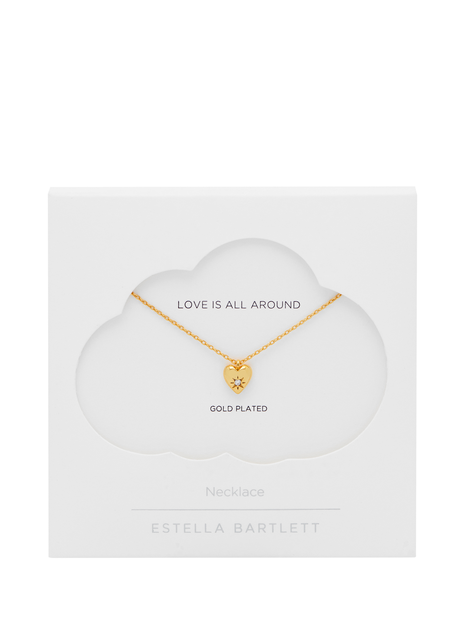 Product image 3 of 3, which shows Estella Bartlett Star Puffed Crystal Heart Necklace, Gold