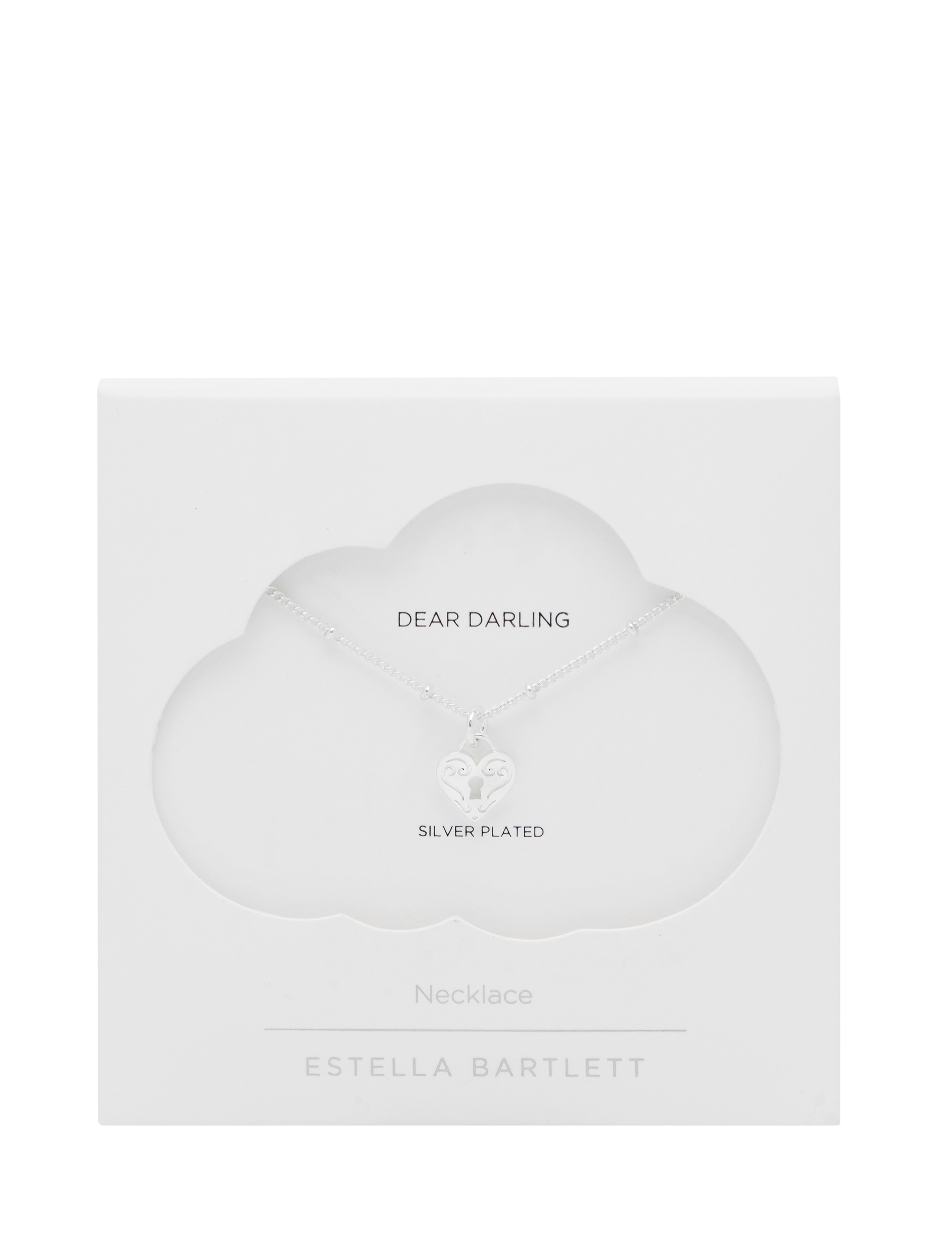 Product image 1 of 3, which shows Estella Bartlett Engraved Heart Padlock Necklace, Silver