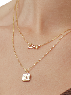 Estella Bartlett Bobble Heart Tablet Necklace, Gold - view 2, Gold