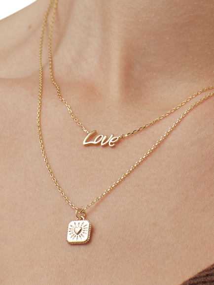 Estella Bartlett Bobble Heart Tablet Necklace, Gold - view 2, Gold