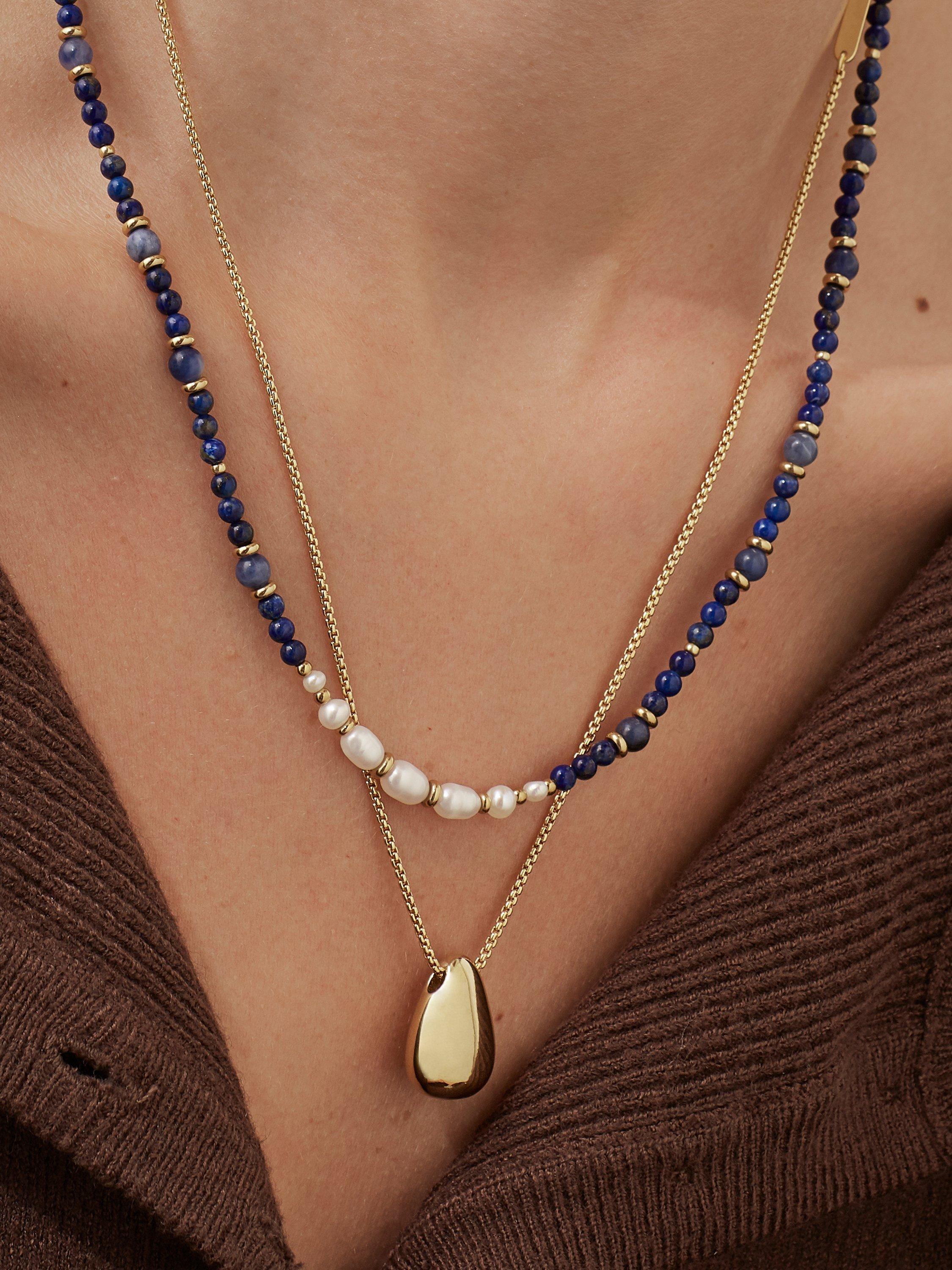 Product image 2 of 3, which shows Estella Bartlett Waterproof Teardrop Pendant Necklace, Gold
