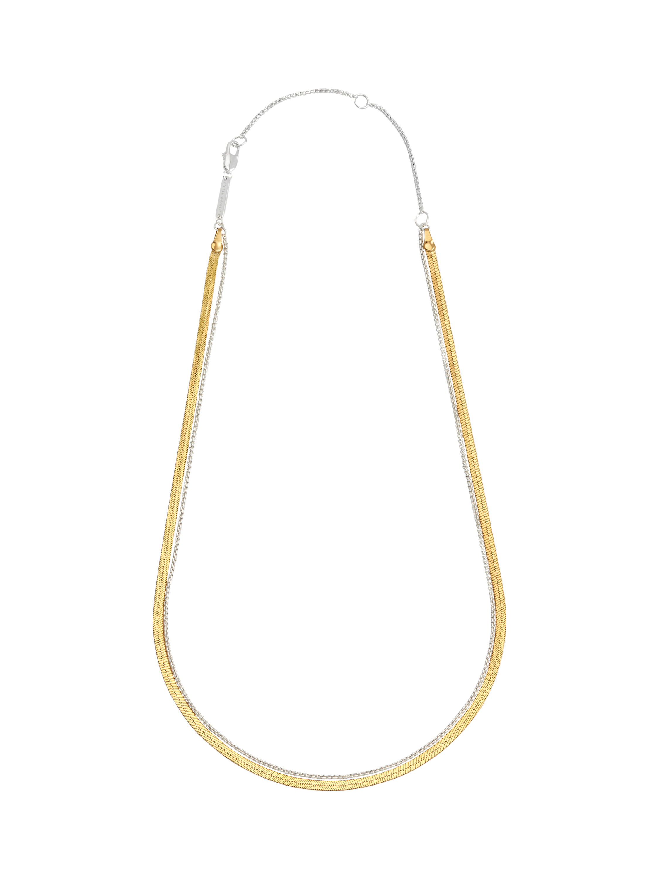 Product image 1 of 3, which shows Estella Bartlett Waterproof Herringbone Chain Stacking Necklace, Gold/Silver