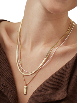 Estella Bartlett Waterproof Herringbone Chain Stacking Necklace, Gold/Silver - view 2, Gold/Silver