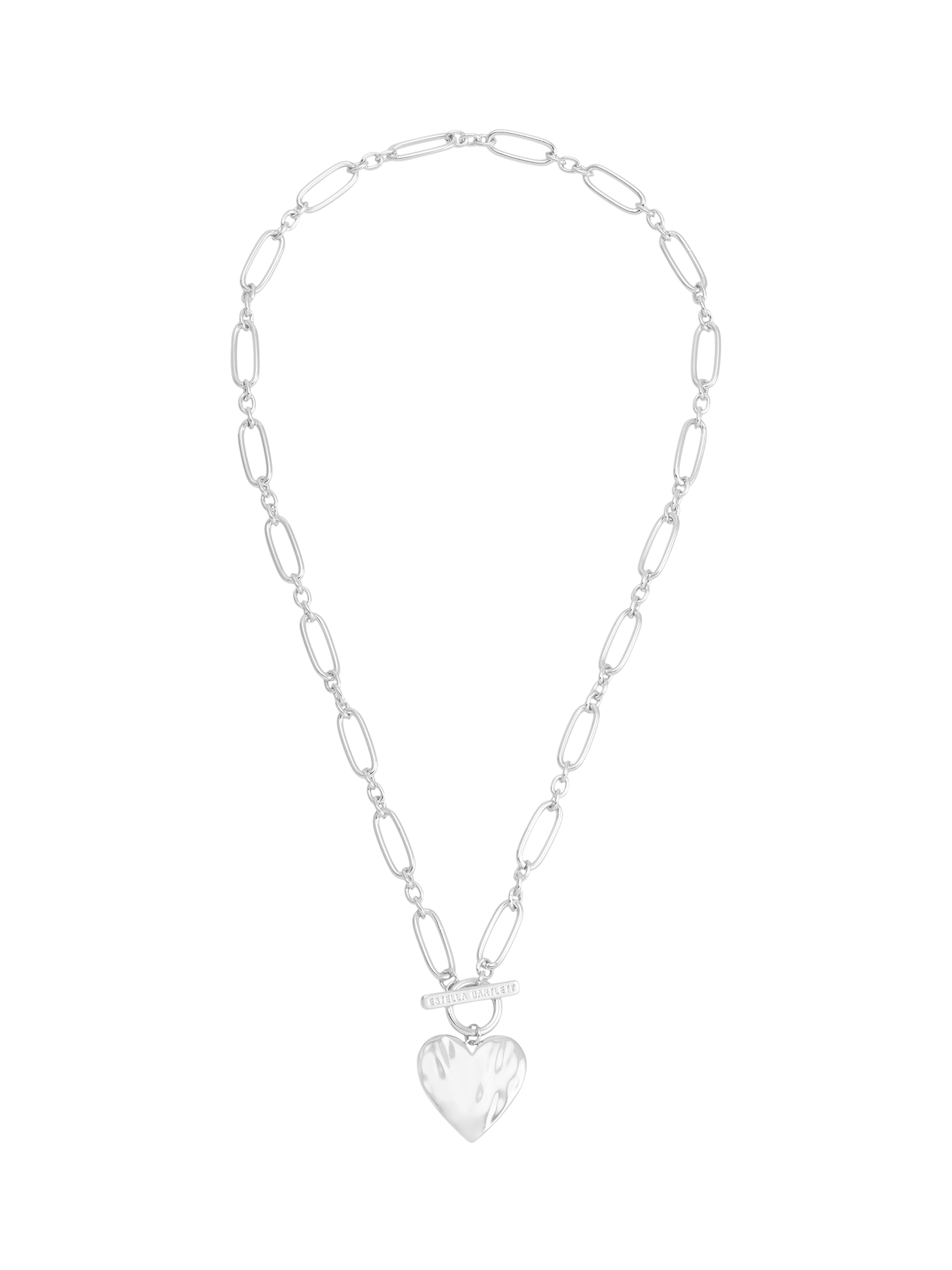 Product image 1 of 3, which shows Estella Bartlett Waterproof Oversized Molten Heart Necklace, Silver