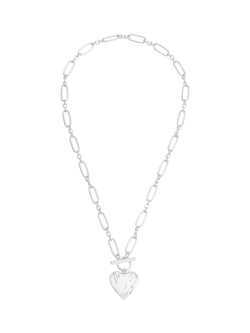 Estella Bartlett Waterproof Oversized Molten Heart Necklace, Silver