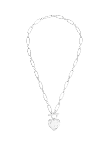 Estella Bartlett Waterproof Oversized Molten Heart Necklace, Silver