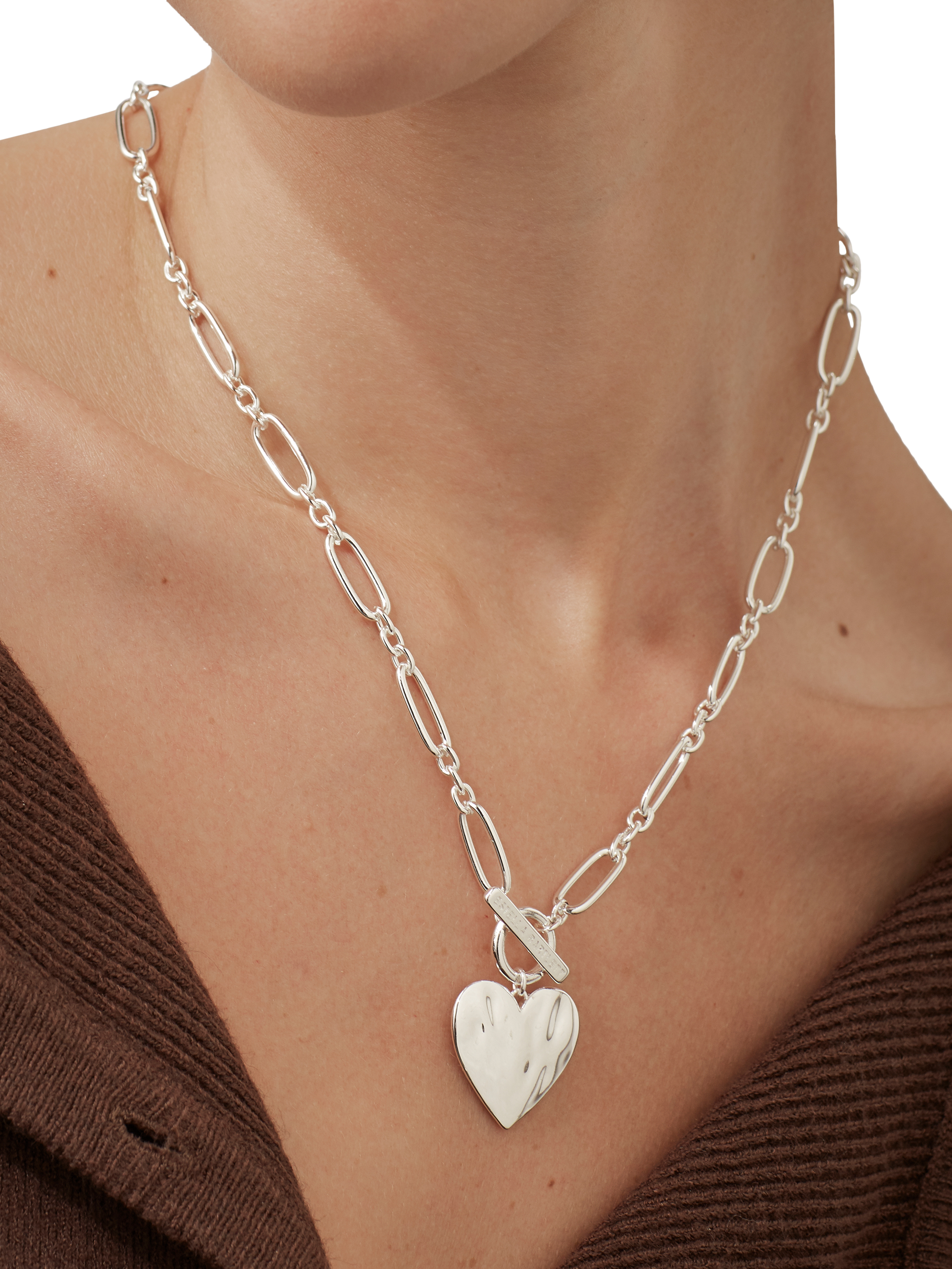 Product image 2 of 3, which shows Estella Bartlett Waterproof Oversized Molten Heart Necklace, Silver