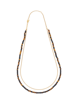 BARTLETT LONDON Onyx Tiger's Eye Multi-Row Necklace, Brown