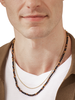 BARTLETT LONDON Onyx Tiger's Eye Multi-Row Necklace - view 2, Brown