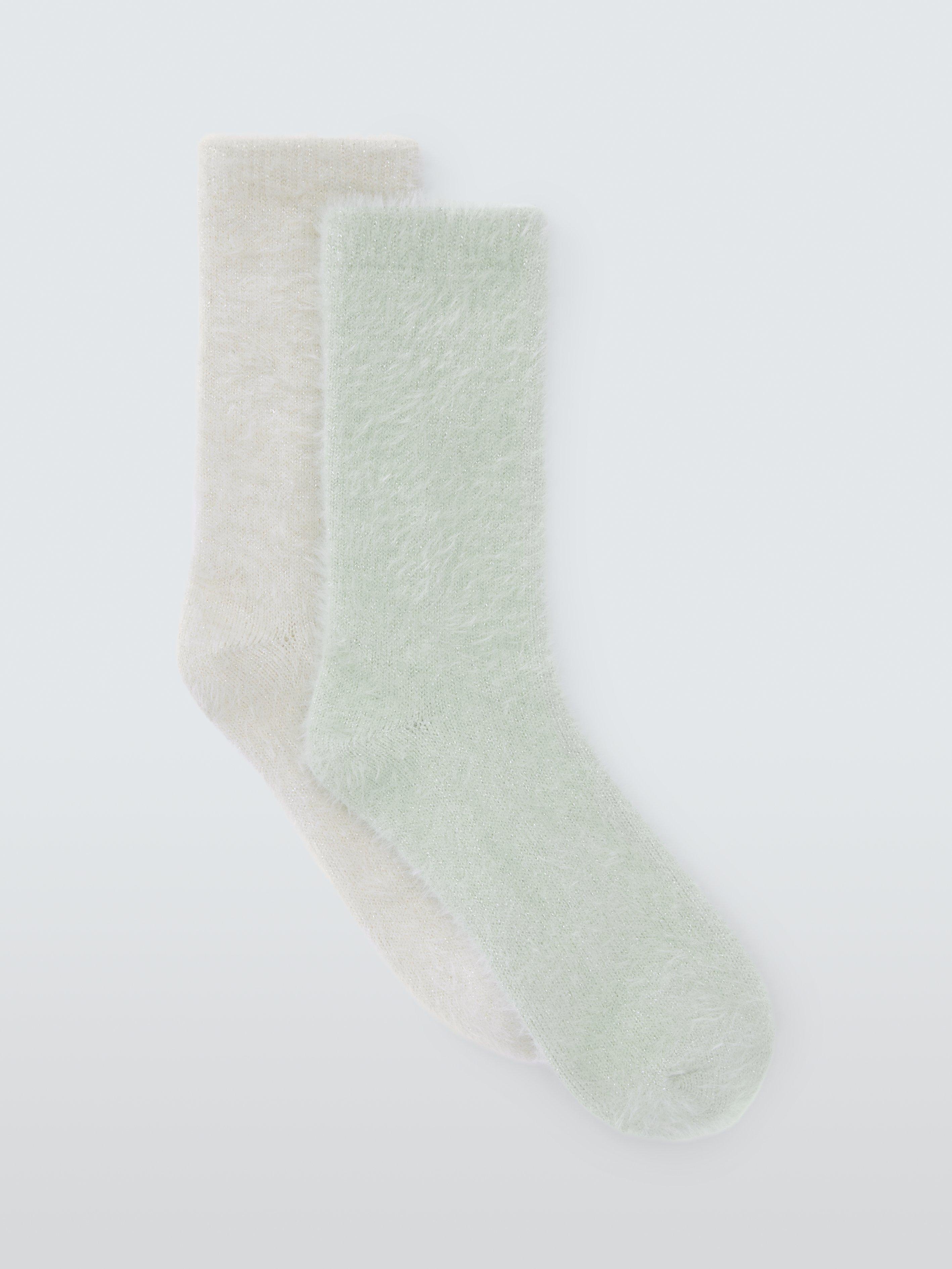 Product image 1 of 2, which shows John Lewis Fluffy Lurex Lounge Socks, Pack of 2, Multi