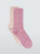 John Lewis Fluffy Lurex Lounge Socks, Pack of 2, Multi