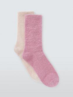 John Lewis Fluffy Lurex Lounge Socks, Pack of 2, Multi, Multi