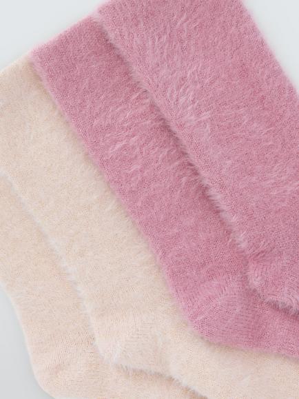John Lewis Fluffy Lurex Lounge Socks, Pack of 2 - view 2, Pink