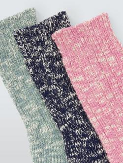 John Lewis Melange Lounge Socks, Pack of 3, Multi - view 2, Multi