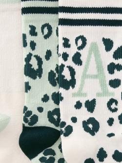 John Lewis Animal Print Alphabet Ankle Socks, Pack of 3, Green/Multi - view 2, Green/Multi