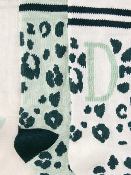 John Lewis Animal Print Alphabet Ankle Socks, Pack of 3, Green/Multi - view 2, Green/Multi