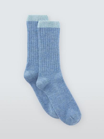John Lewis Sparkle Tip Wool Blend Crew Socks, Blue