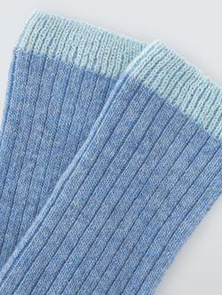 John Lewis Sparkle Tip Wool Blend with Cashmere Crew Socks - view 2, Blue