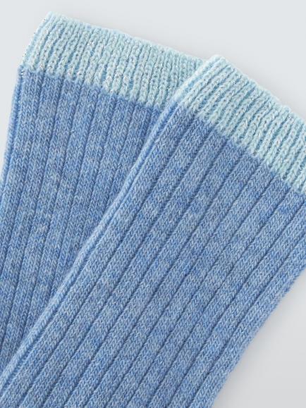 John Lewis Sparkle Tip Wool Blend Crew Socks - view 2, Blue