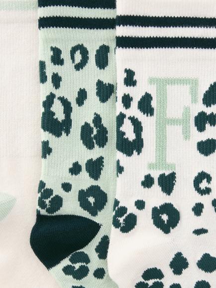 John Lewis Animal Print Alphabet Ankle Socks, Pack of 3, Green/Multi - view 2, Green/Multi