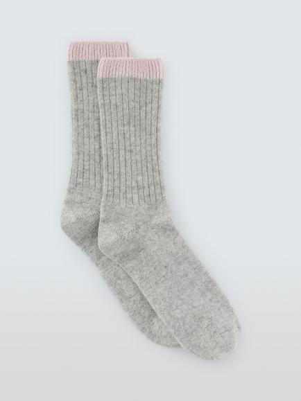 John Lewis Sparkle Tip Wool Blend Crew Socks, Grey