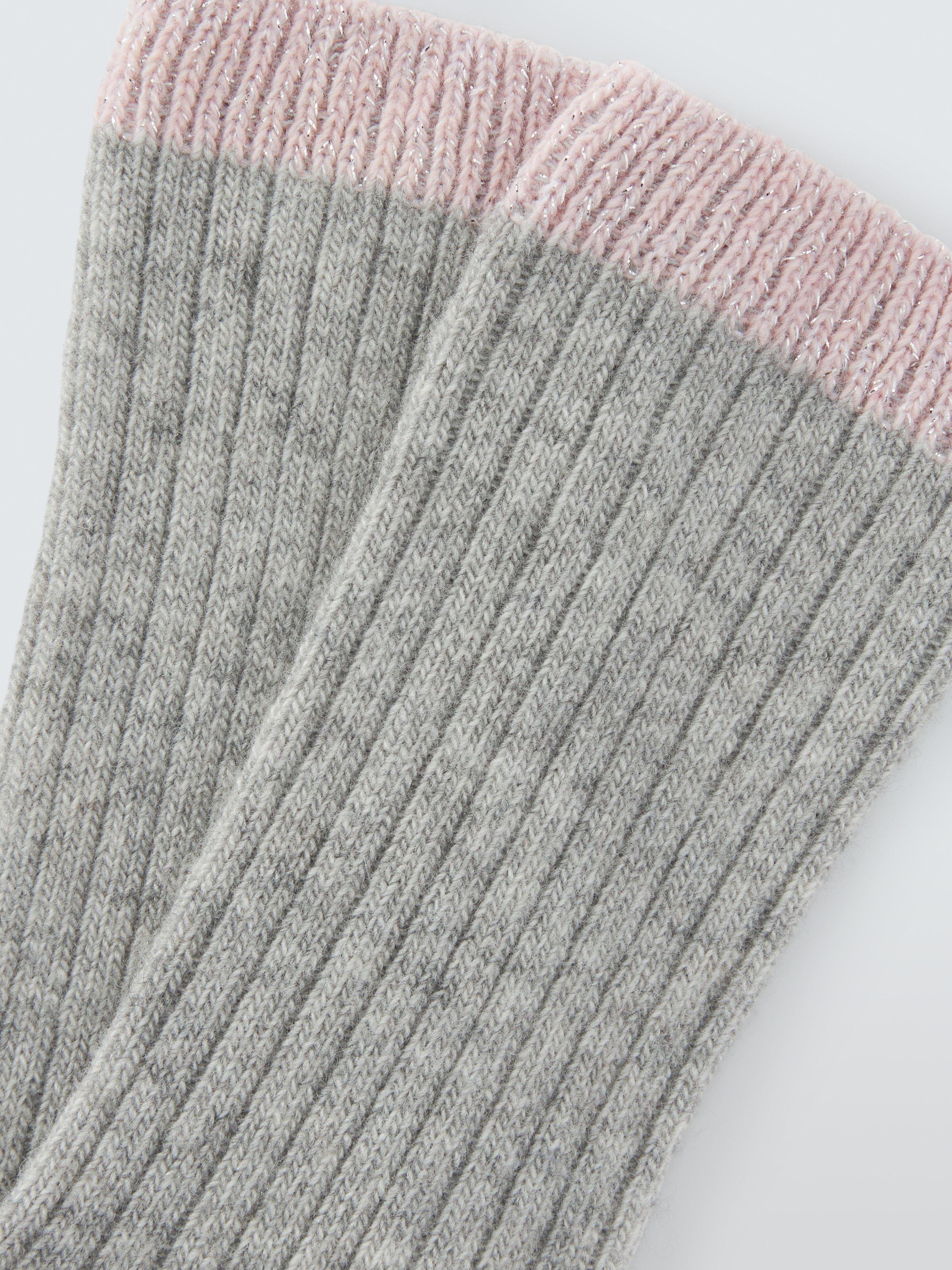 Product image 2 of 2, which shows John Lewis Sparkle Tip Wool Blend with Cashmere Crew Socks, Grey