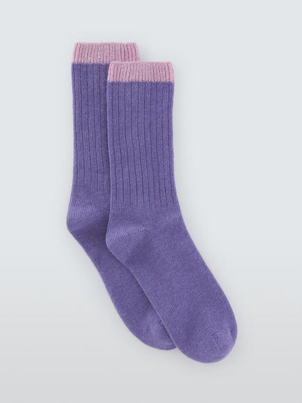 John Lewis Sparkle Tip Wool Blend Crew Socks, Lilac