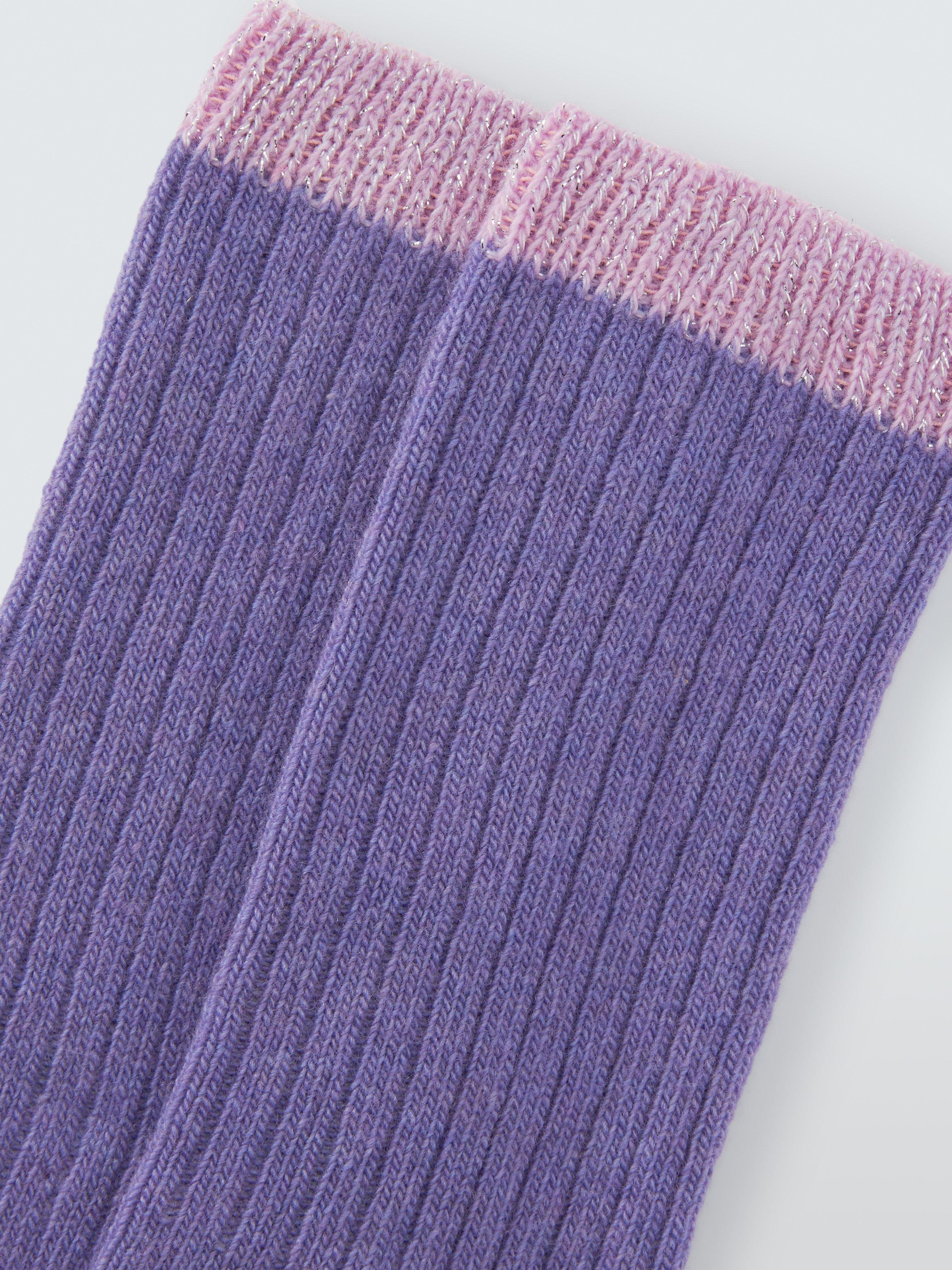 Product image 2 of 2, which shows John Lewis Sparkle Tip Wool Blend with Cashmere Crew Socks, Lilac
