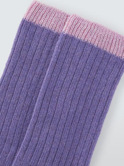 John Lewis Sparkle Tip Wool Blend Crew Socks - view 2, Lilac