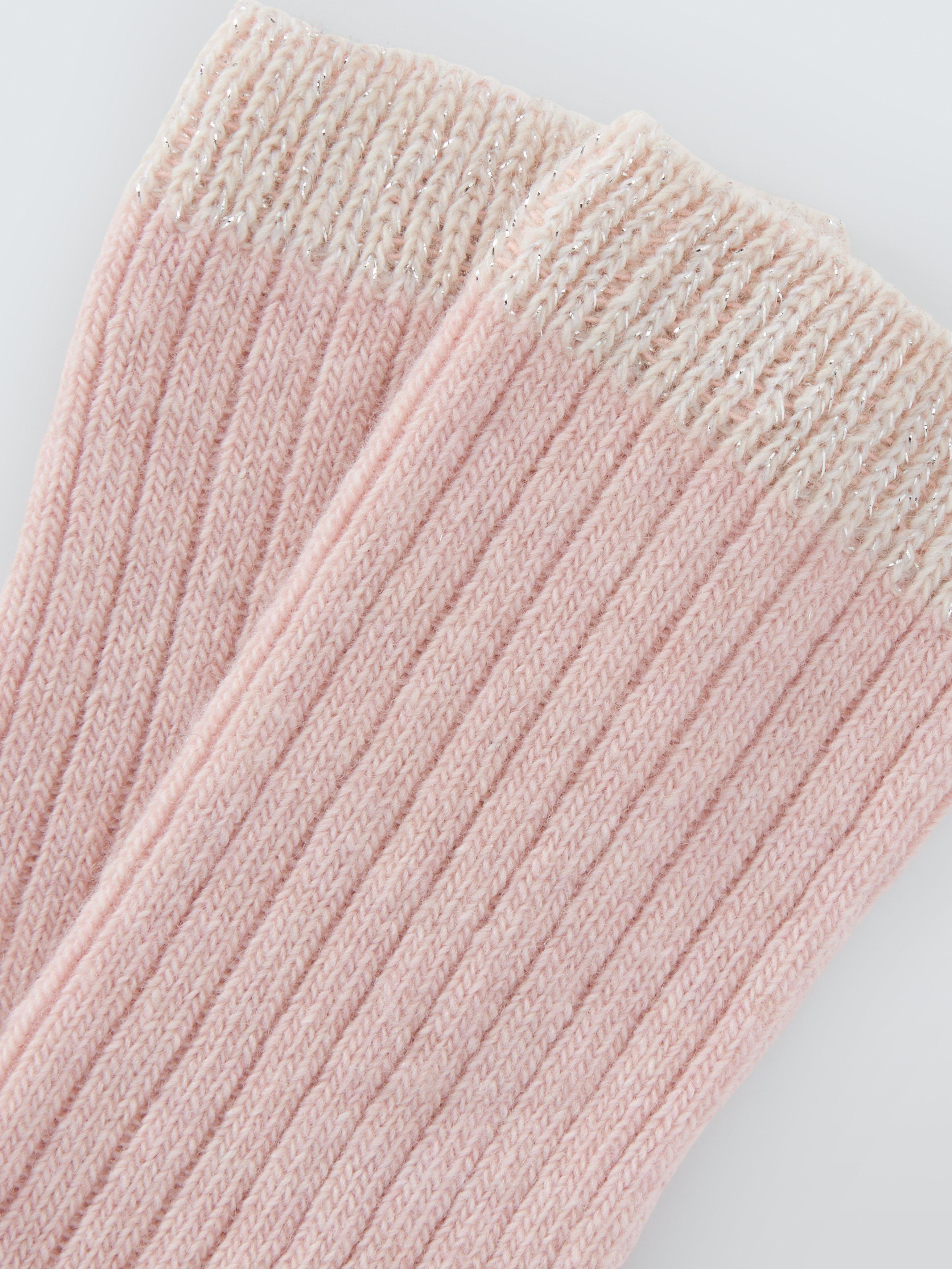 Product image 2 of 2, which shows John Lewis Sparkle Tip Wool Blend with Cashmere Crew Socks, Pink