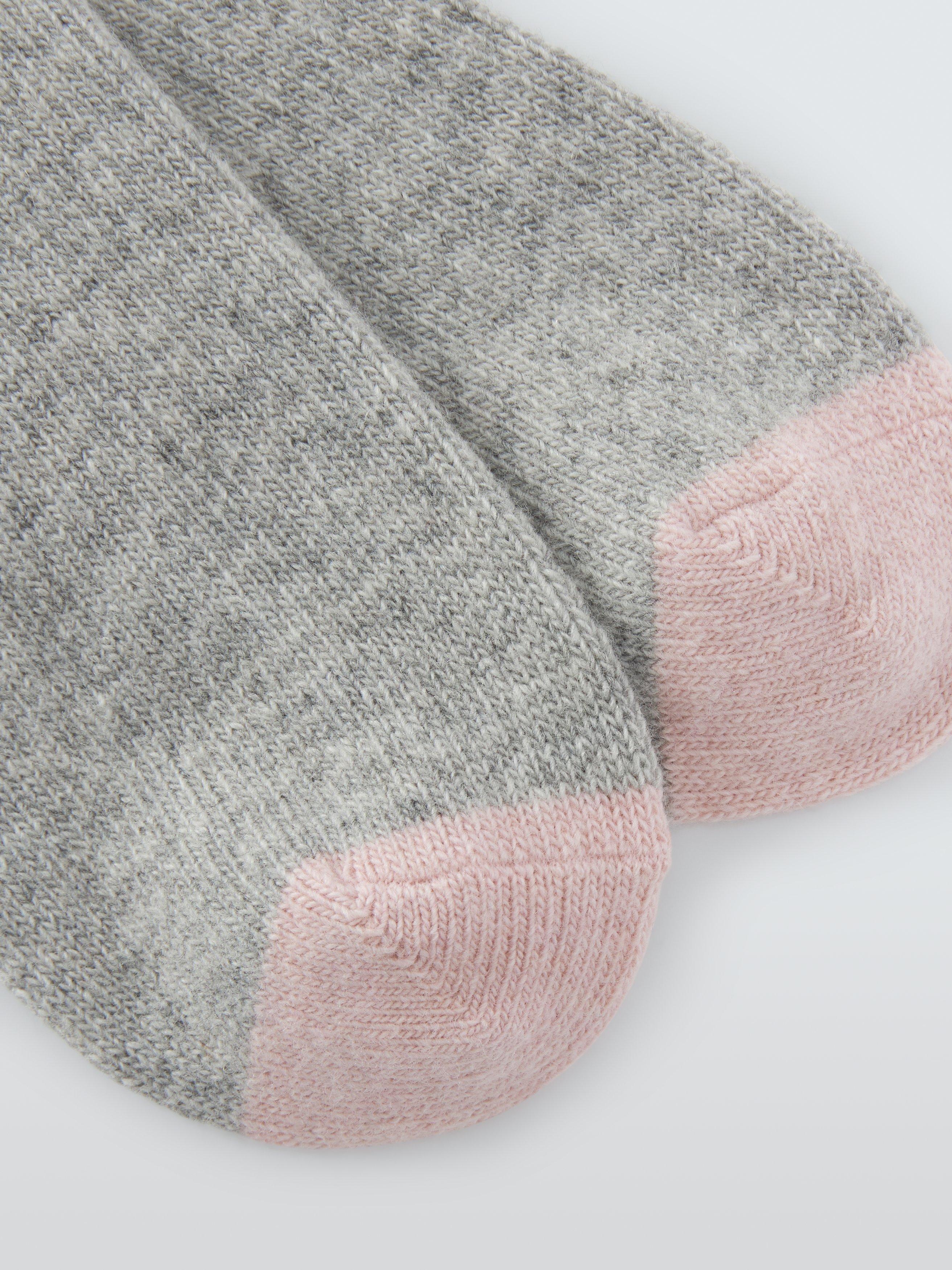 Product image 2 of 2, which shows John Lewis Colourblock Wool Blend with Cashmere Crew Socks, Grey