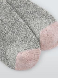 John Lewis Colourblock Wool Blend with Cashmere Crew Socks - view 2, Grey