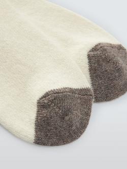 John Lewis Colourblock Wool Blend with Cashmere Crew Socks - view 2, Oatmeal