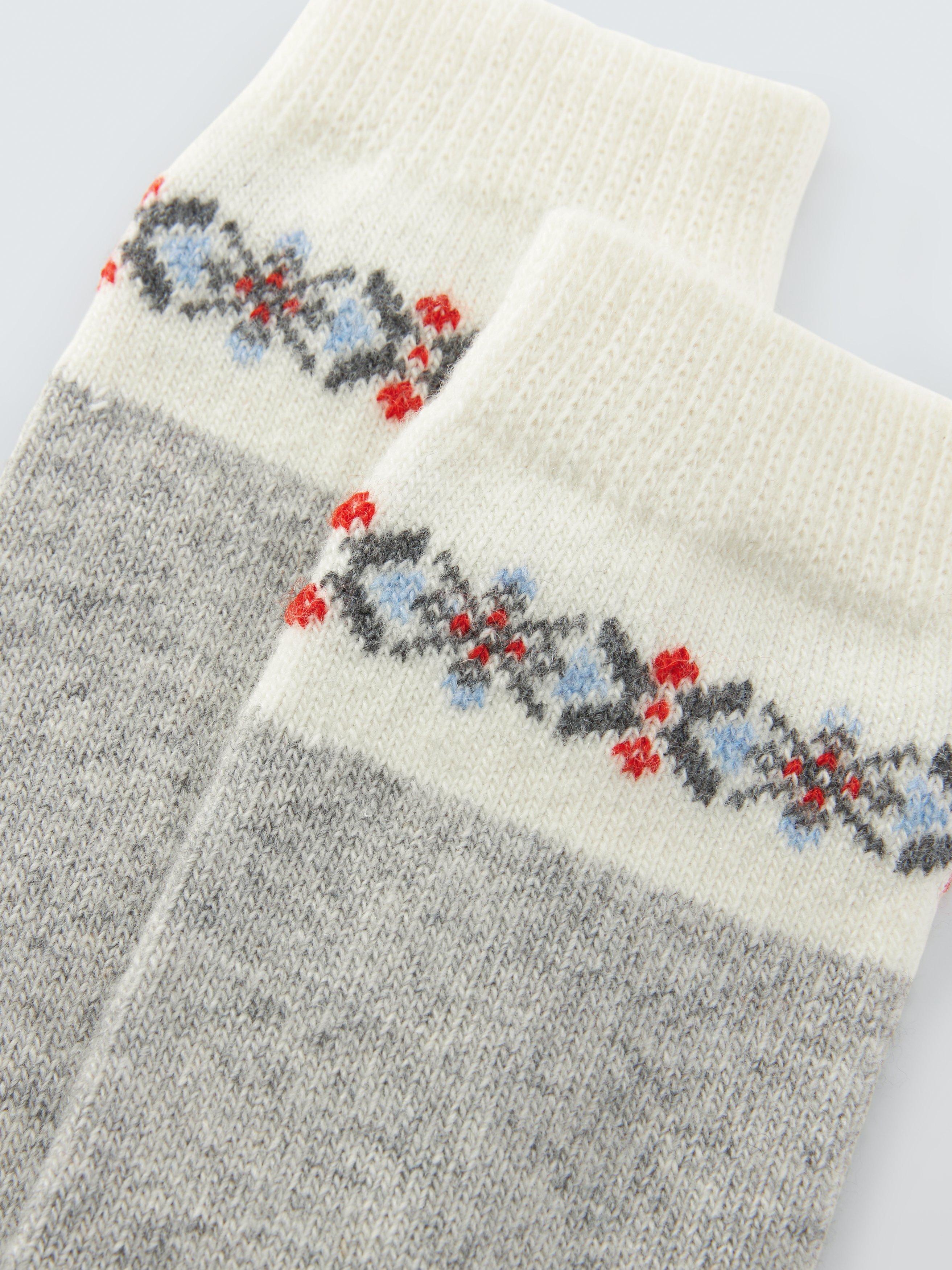 Product image 2 of 2, which shows John Lewis Fairisle Tip Wool Blend with Cashmere Crew Socks, Grey