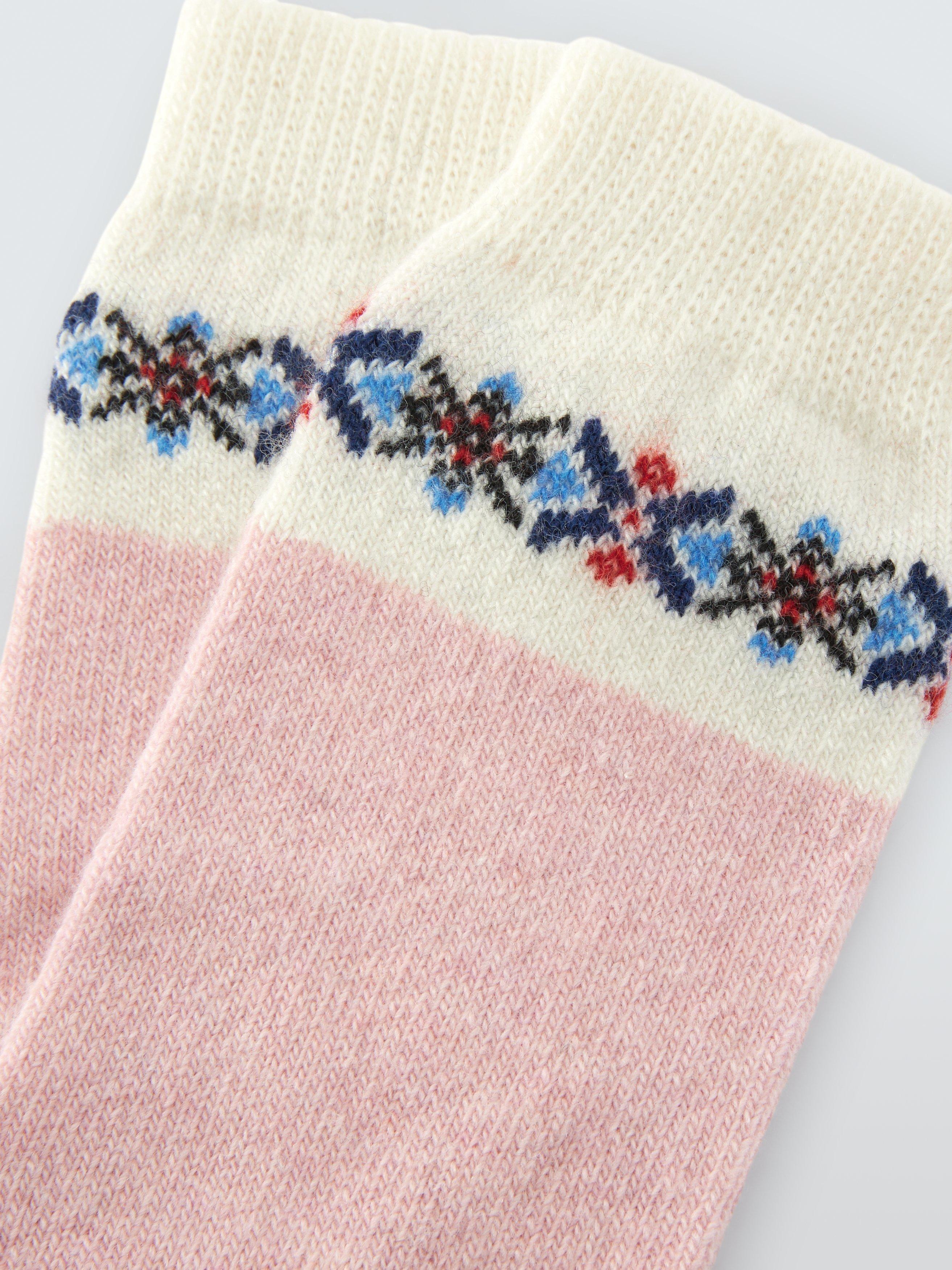 Product image 2 of 2, which shows John Lewis Fairisle Tip Wool Blend with Cashmere Crew Socks, Pink