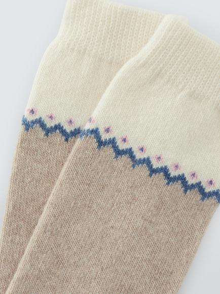 John Lewis Fair Isle Fleur de Lis Wool Blend Crew Socks, Ivory - view 2, Ivory