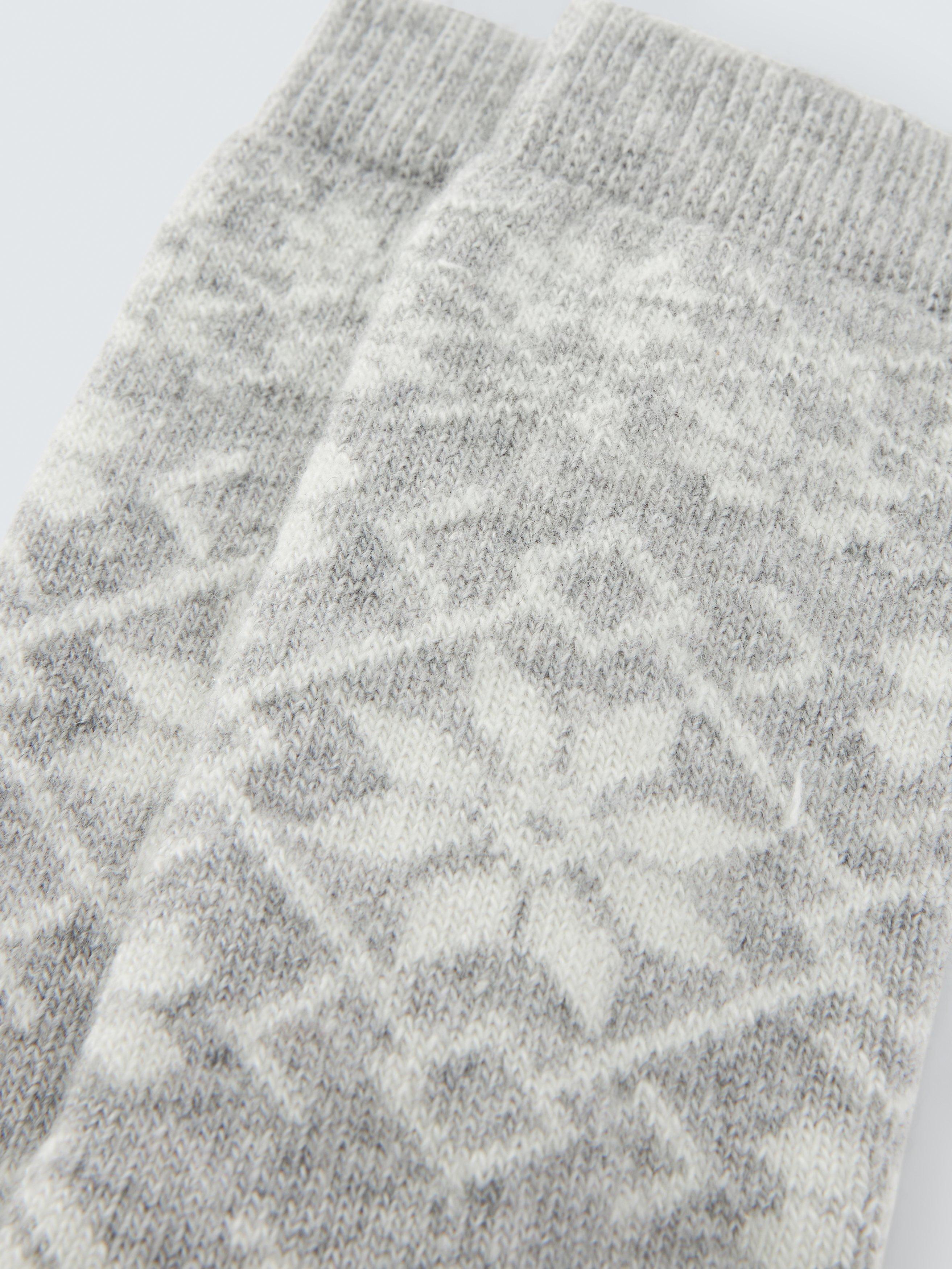Product image 2 of 2, which shows John Lewis Snowflake Wool Blend with Cashmere Crew Socks, Grey