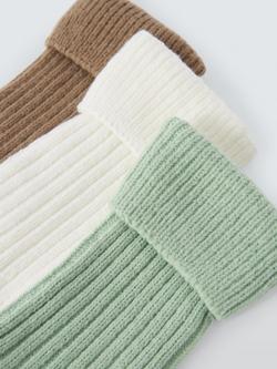 John Lewis Cosy Roll Top Ribbed Lounge Socks, Pack of 3, Multi - view 2, Multi