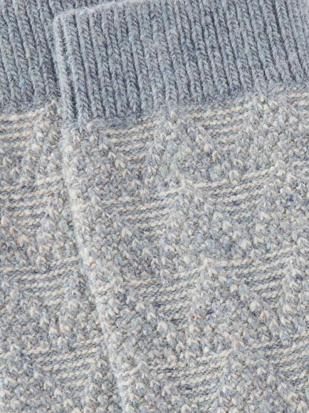 John Lewis Geometric Wool Silk Blend Ankle Socks - view 2, Blue