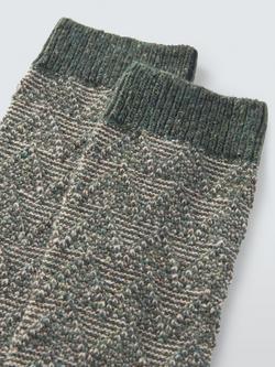 John Lewis Geometric Wool Silk Blend Ankle Socks - view 2, Green