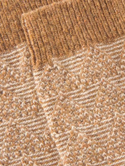John Lewis Geometric Wool Silk Blend Ankle Socks - view 2, Orange