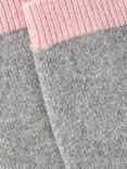 John Lewis Wool Silk Blend Ankle Socks, Grey/Pink