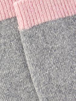John Lewis Wool Silk Blend Ankle Socks, Grey/Pink - view 2, Grey/Pink
