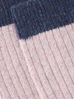 John Lewis Rib Wool Silk Blend Ankle Socks - view 2, Pink/Multi