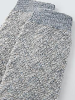 John Lewis Geometric Wool Silk Blend Knee High Socks - view 2, Blue/Multi