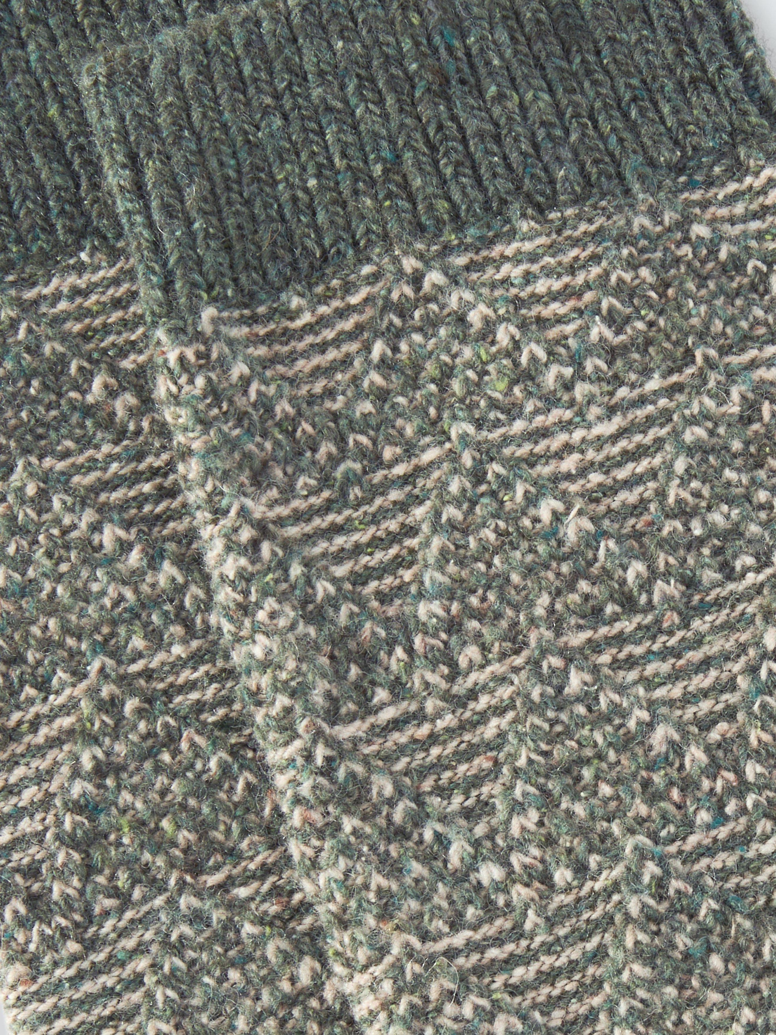 Product image 2 of 2, which shows John Lewis Geometric Wool Silk Blend Knee High Socks, Green/Multi