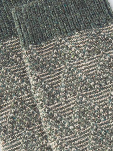 John Lewis Geometric Wool Silk Blend Knee High Socks - view 2, Green/Multi